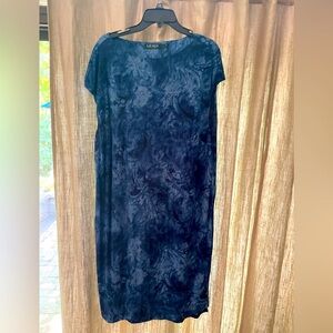 Ralph Lauren 💯 linen knit dress in multi colored chambray blue. Size 2x. EUC
